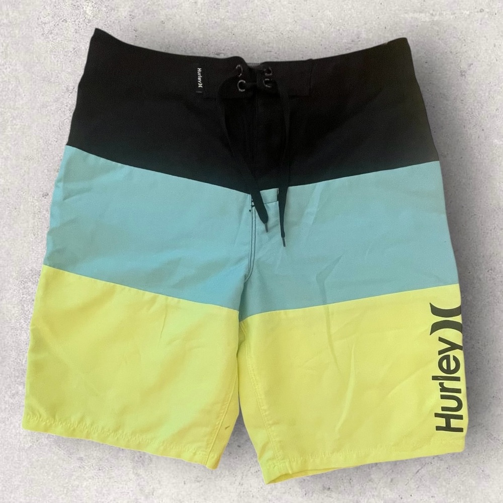 Hurley Black and Blue Board Shorts with Colorblock Design